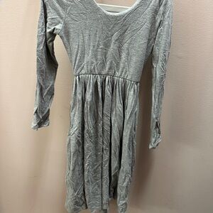 Gray Long Sleeve Kids Casual Dress